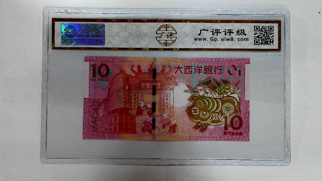 2019年澳门币拾圆 生肖猪纪念钞