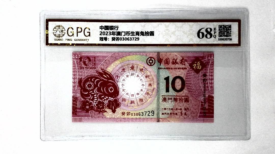 2023年澳门币生肖兔拾圆