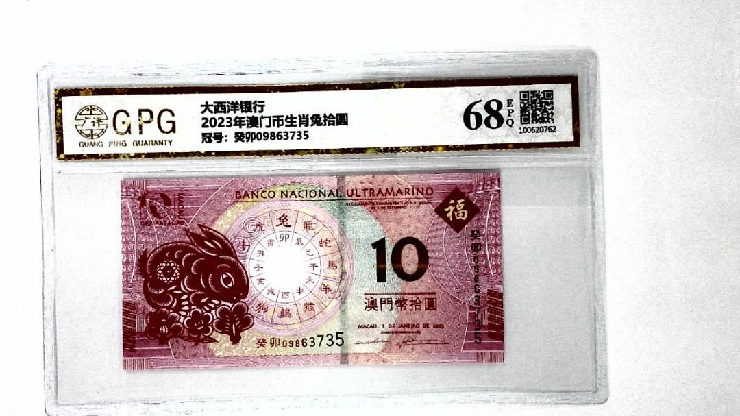 2023年澳门币生肖兔拾圆
