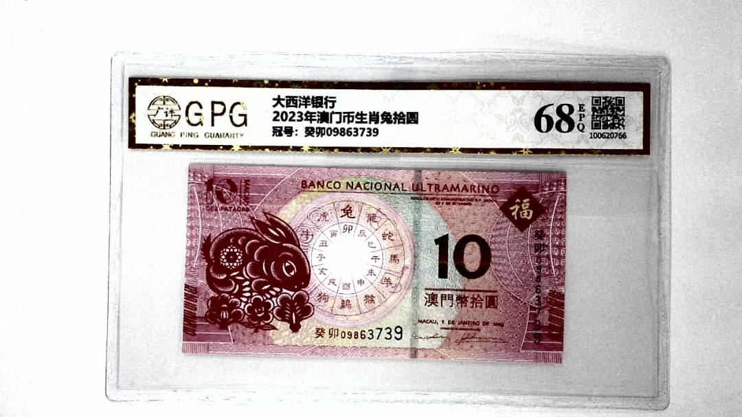 2023年澳门币生肖兔拾圆