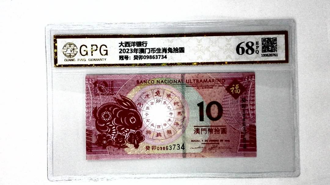 2023年澳门币生肖兔拾圆