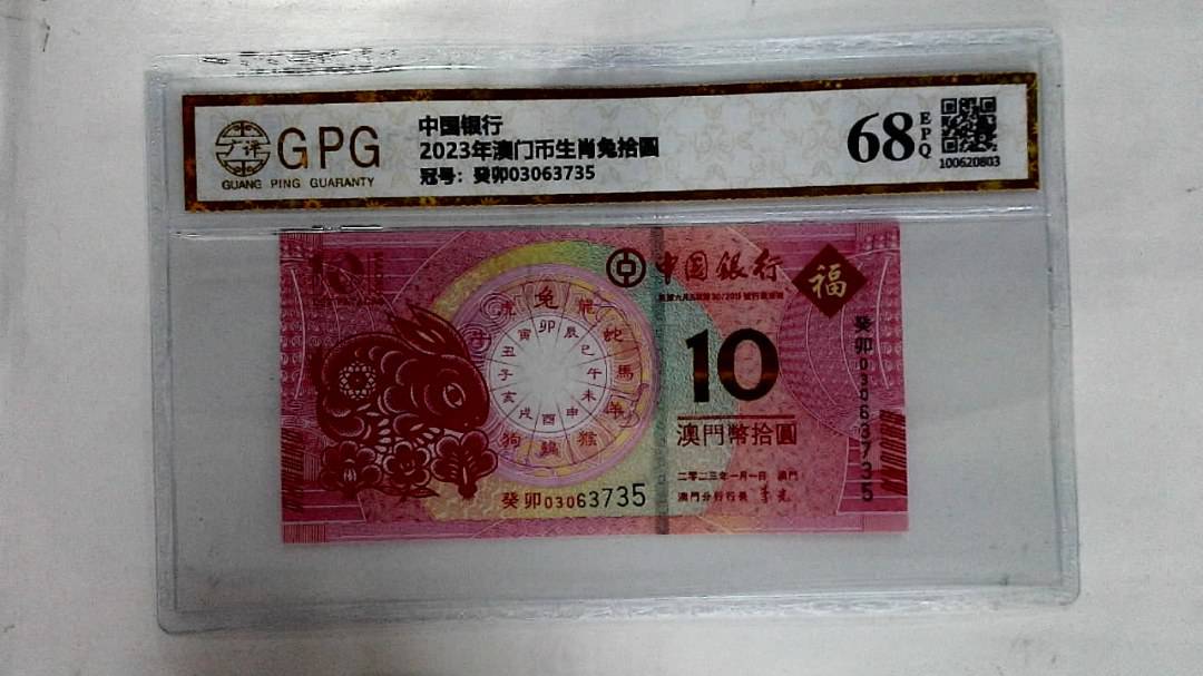 2023年澳门币生肖兔拾圆