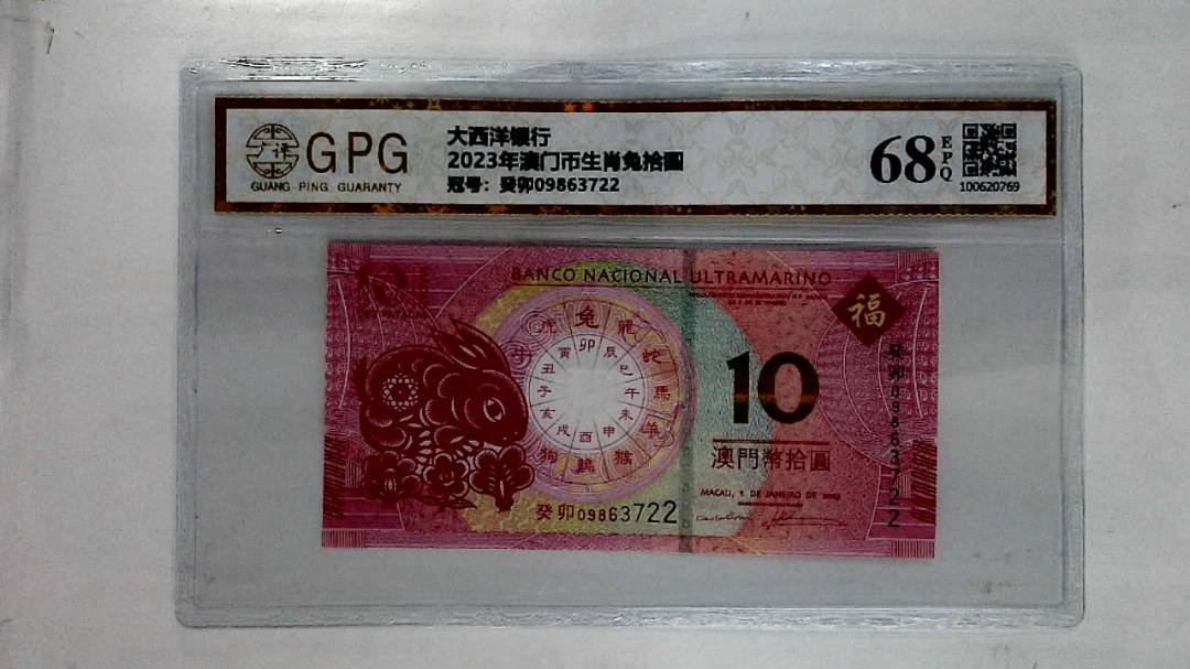 2023年澳门币生肖兔拾圆