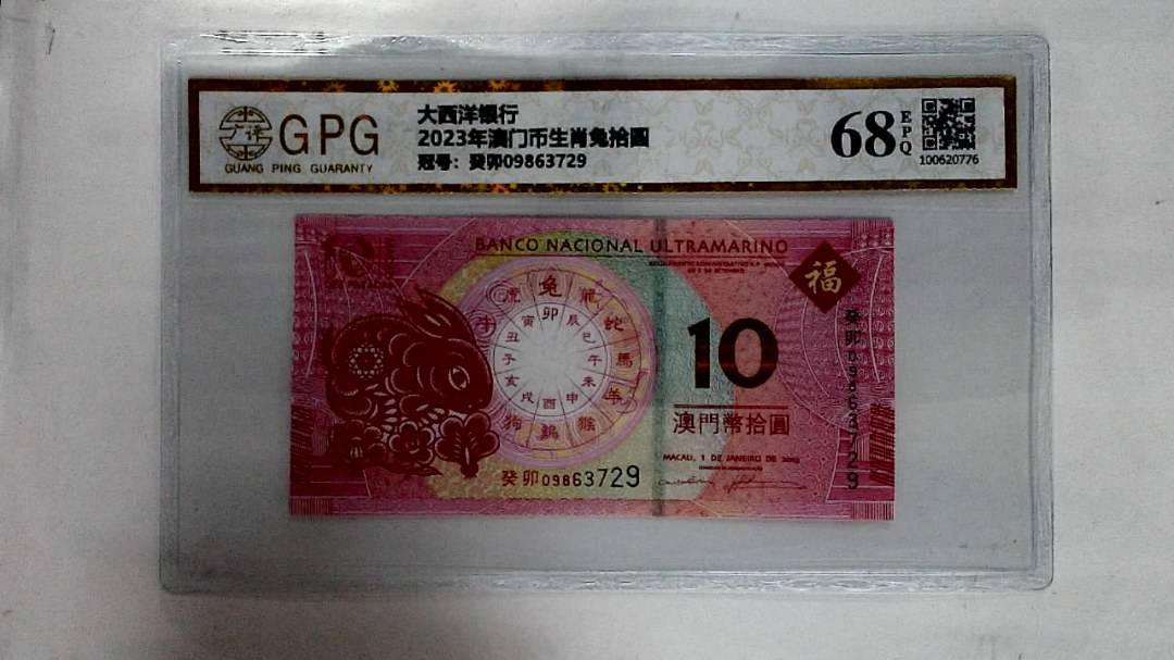 2023年澳门币生肖兔拾圆