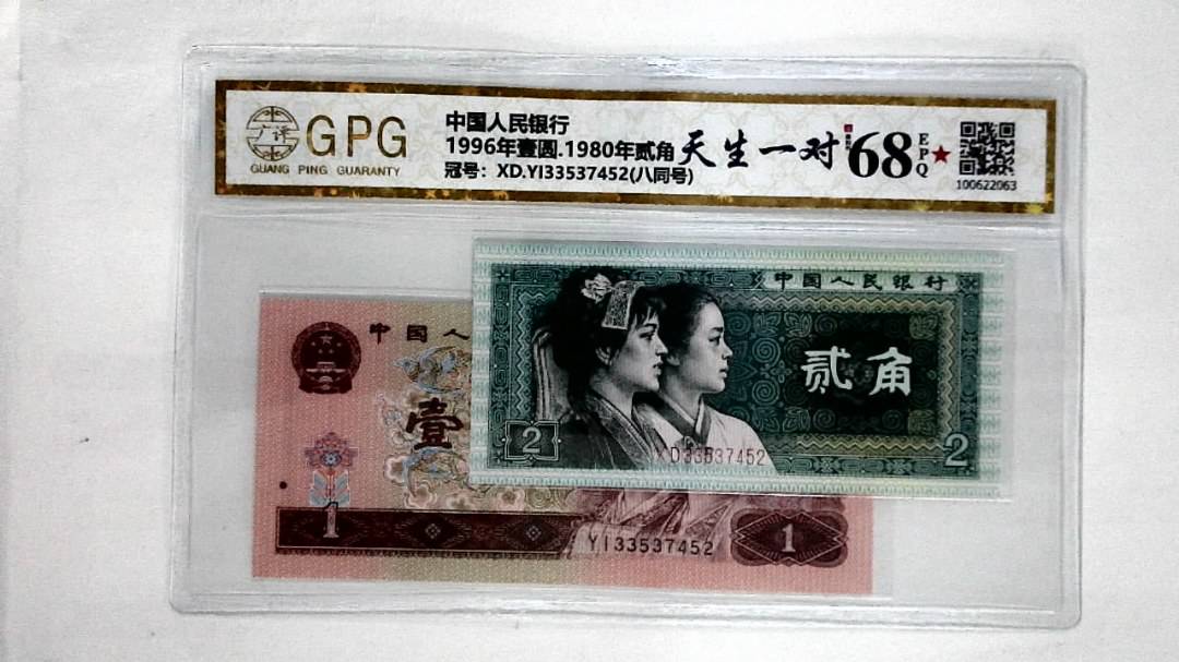 1996年壹圆.1980年贰角