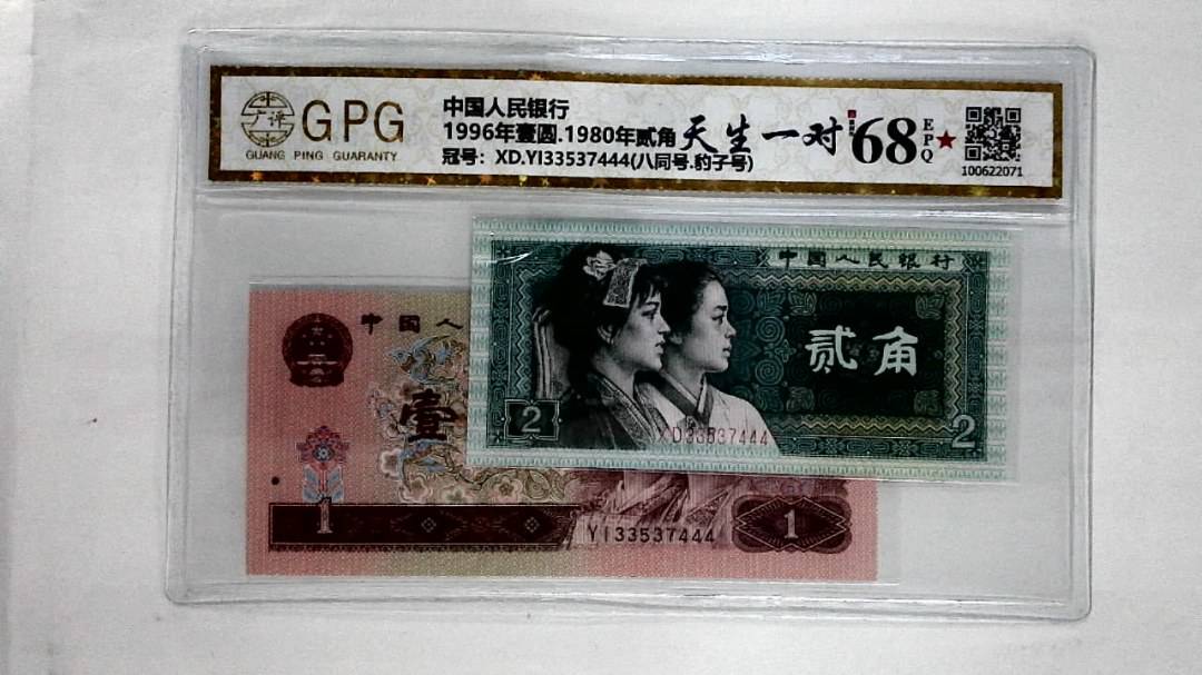 1996年壹圆.1980年贰角