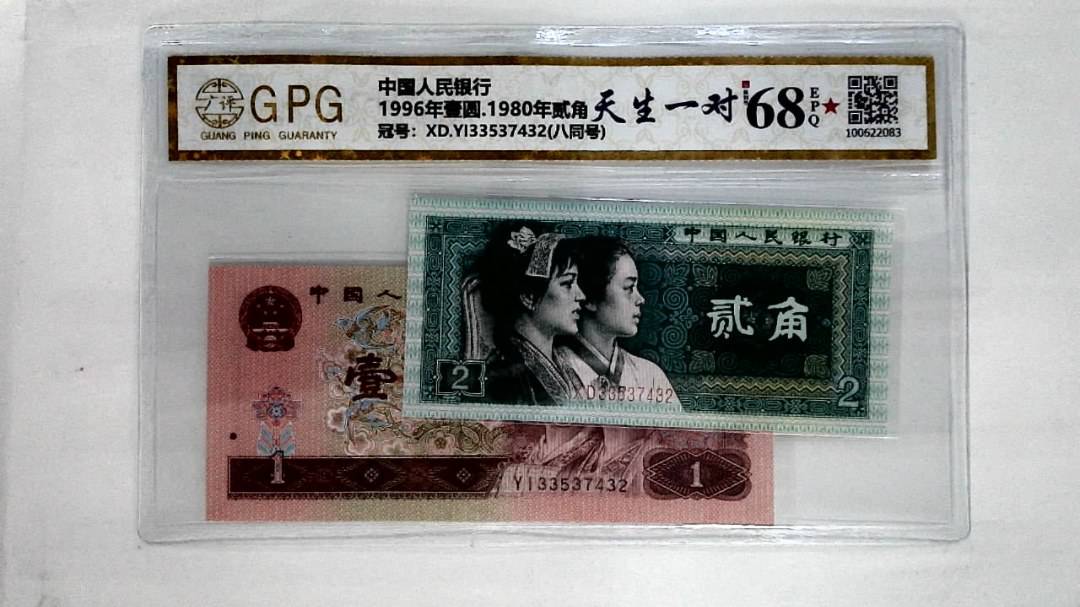 1996年壹圆.1980年贰角