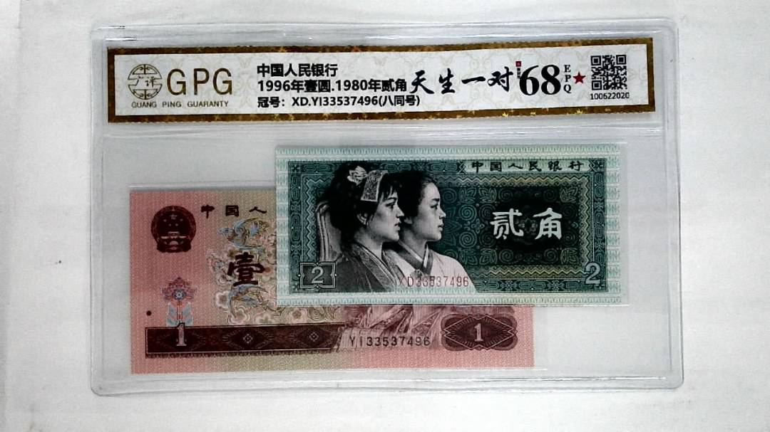 1996年壹圆.1980年贰角