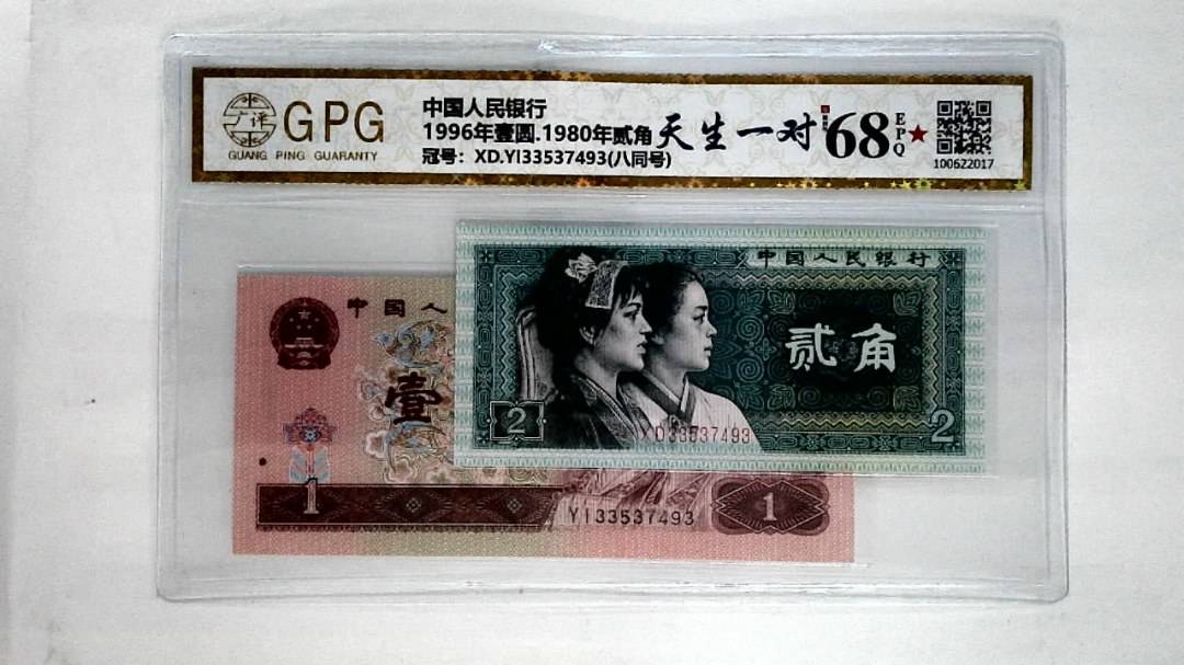 1996年壹圆.1980年贰角