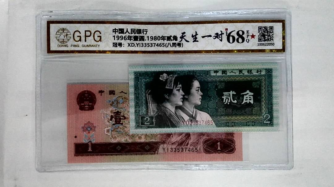 1996年壹圆.1980年贰角
